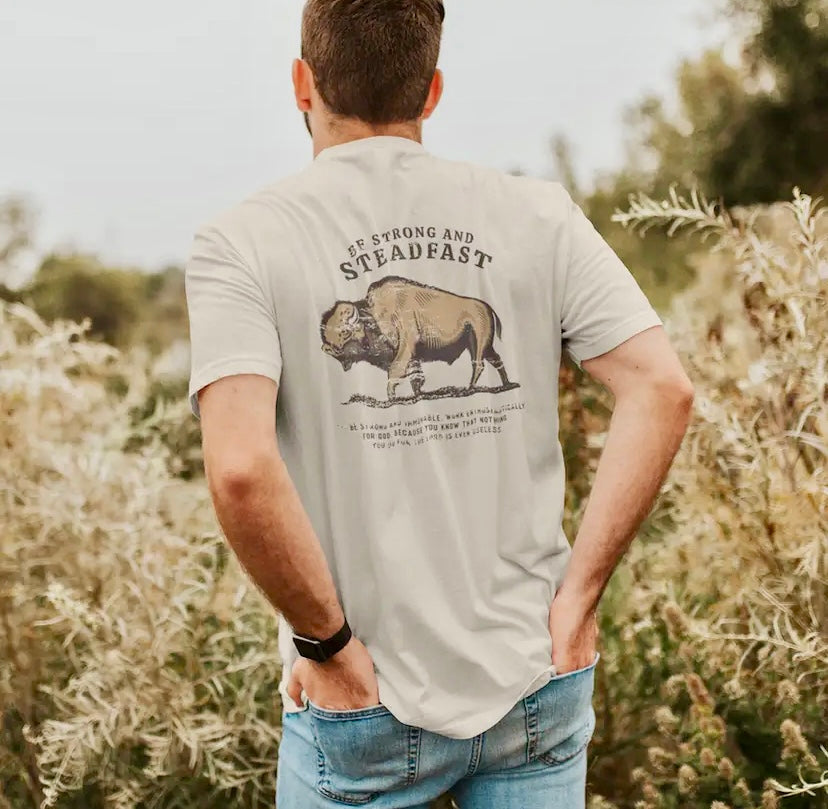 Be Strong and Steadfast Buffalo Christian Graphic Tee