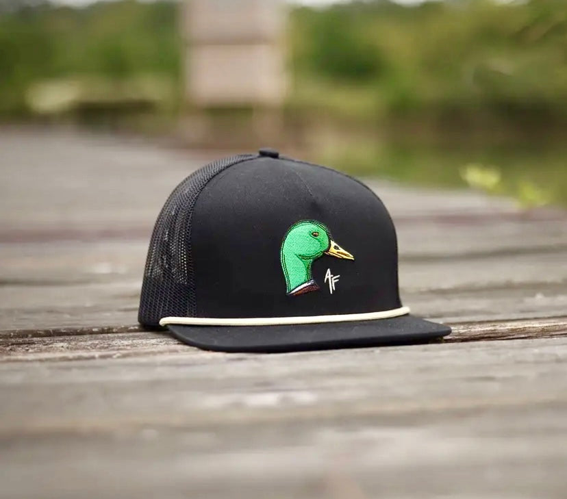 American Fetcher Mallard Head- All Black Rope Hat