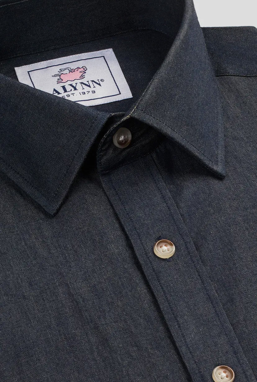 Liam Dark Denim Untuckable Slim Fit Dress Shirt By Alynn