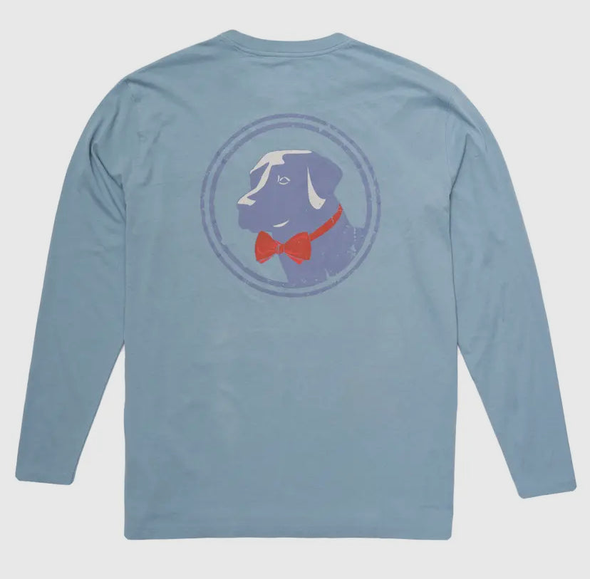 Southern Proper Original Logo Red Long Sleeve Tee Blue Shadow
