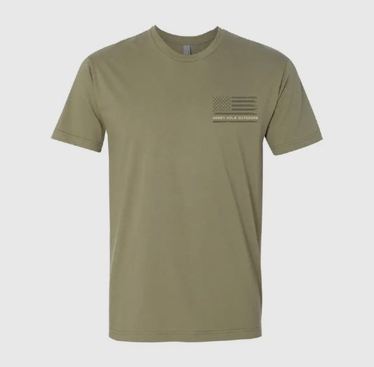 Honey Hole Outdoors Bass Flag Short Sleeve T-shirt