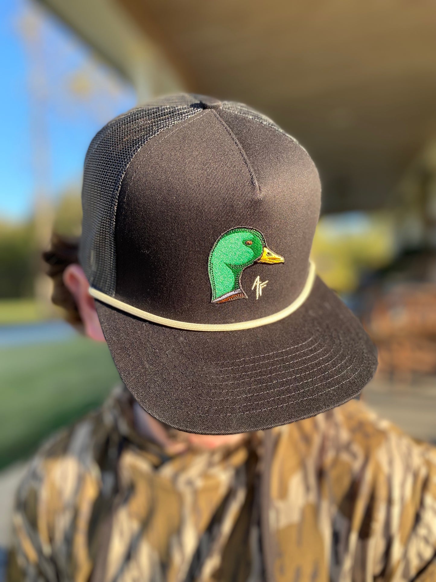 American Fetcher Mallard Head- All Black Rope Hat