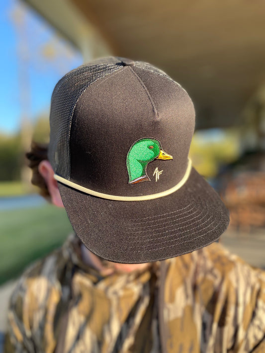 American Fetcher Mallard Head- All Black Rope Hat
