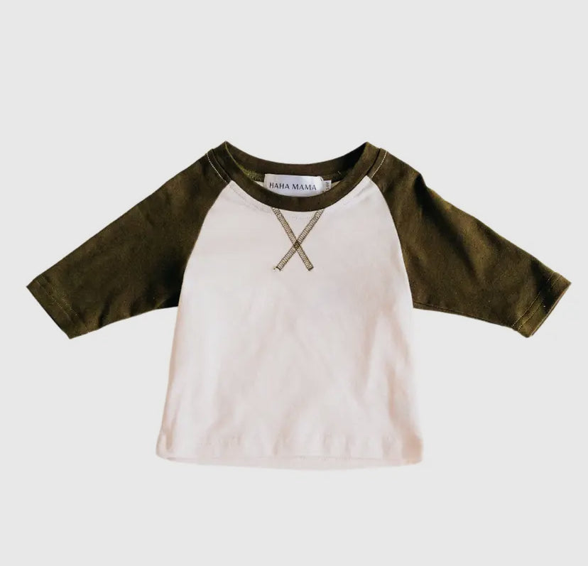 Green Raglan Baseball Tee