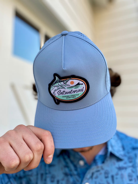 Salt Water Soul Marlin Patch Gray Vented Snapback Hat