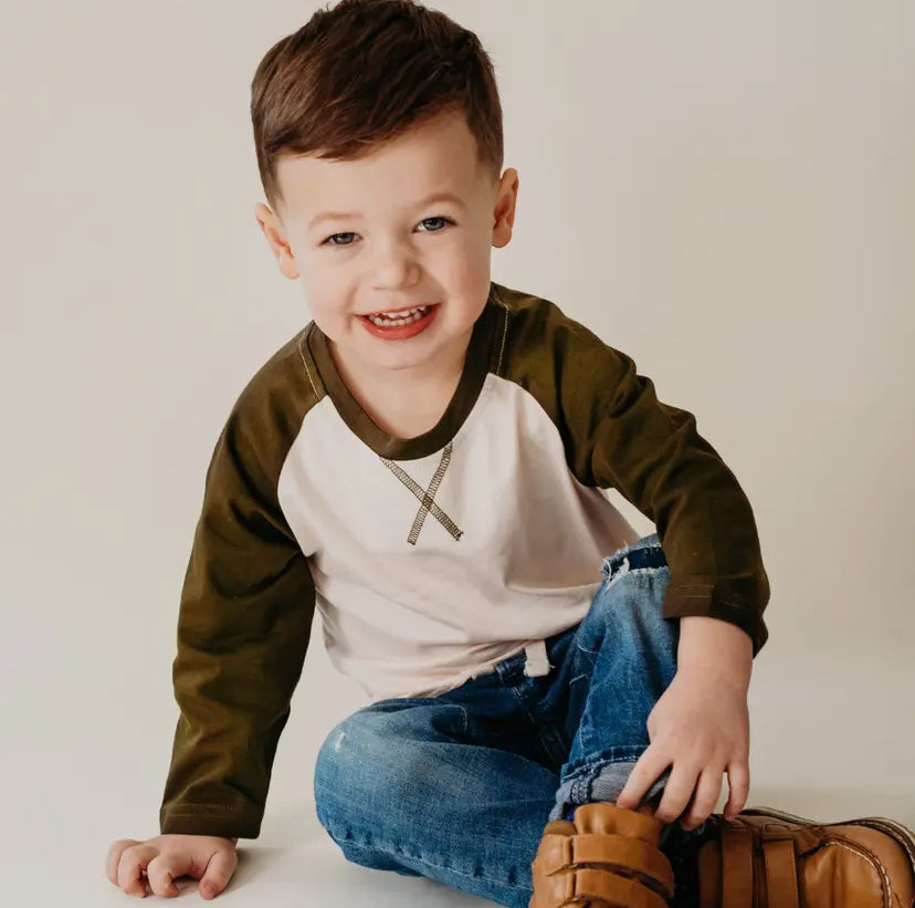 Green Raglan Baseball Tee