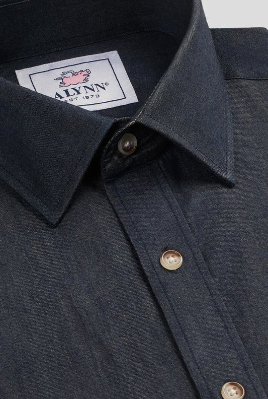 Liam Dark Denim Untuckable Slim Fit Dress Shirt By Alynn