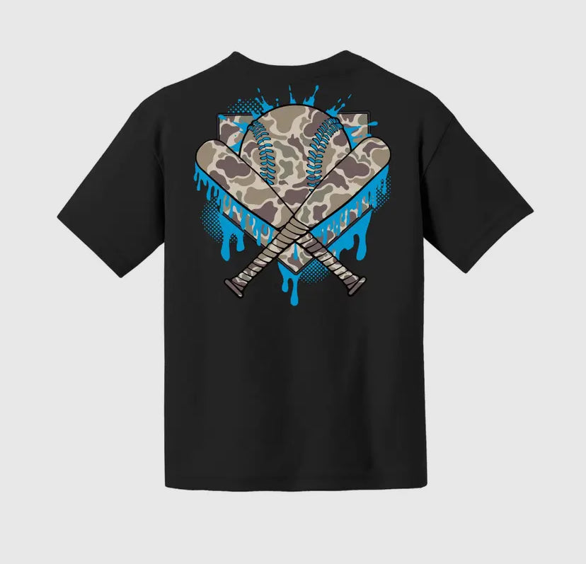 Baller Lifestyle Baseball Camo Drip Youth Tee