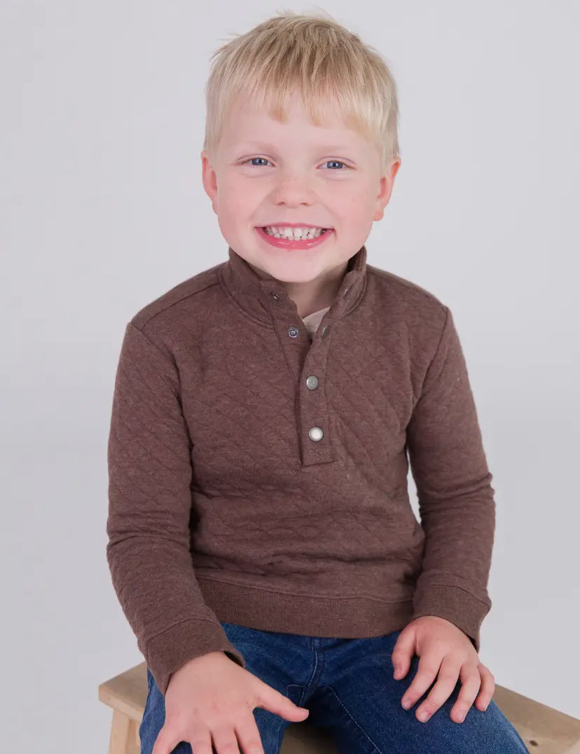 Heather Carafe Quilted Quarter Snap Sweatshirt